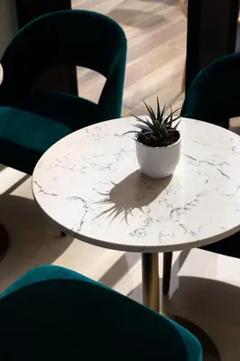 a white table with a plant on top of it at Sheraton Nice in Nice