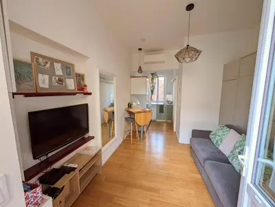a living room with a couch and a flat screen tv at Herold Riviera in Nice