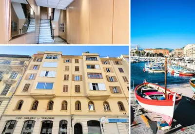 a collage of pictures of a building and a boat at Nestor&Jeeves - BLUE PEARL - Port area - Close Old Town in Nice