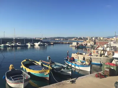 a group of boats are docked in a harbor at Coquet logement front de mer in Cagnes-sur-Mer
