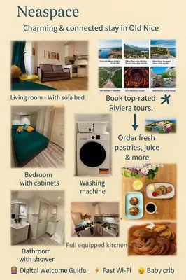 a collage of photos of a kitchen and a living room at Romantique - NeaSpace Vieux Nice in Nice