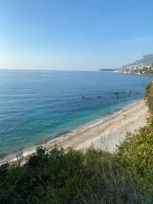 a view of a beach with people in the water at NICE BAIE DES ANGES in Nice
