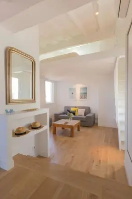 a white bathroom with a toilet and a sink at #32 Panoramic Sea View over Old Town Terrace & AC in Nice