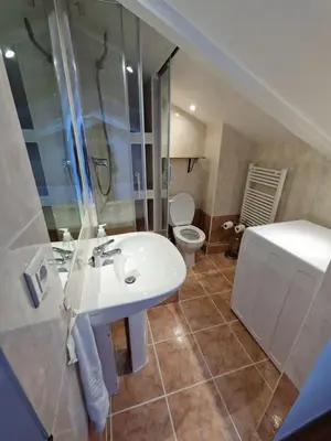 a bathroom with a sink and a shower and a toilet at Le Michelangelo - Place Masséna in Nice