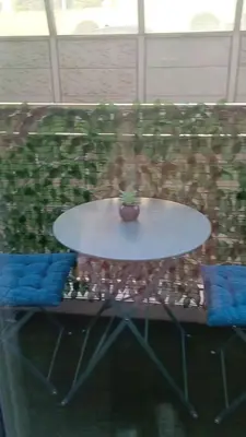 a white table with a plant on it next to two chairs at Elegant F1 proche tramway et plage in Nice