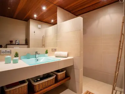 a bathroom with a sink and a mirror at Apartment Cros de Cagnes-1 by Interhome in Cagnes-sur-Mer