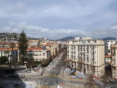 an aerial view of a city with buildings at Lovely Refurbished Apartment in Nice