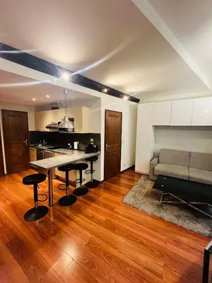 a living room with a table and a couch at Vieux Nice 2 pièces Appartement MONACO in Nice