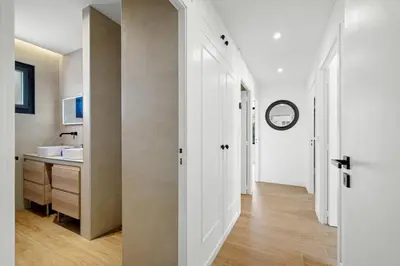 a white bathroom with a sink and a mirror at Nice Renting - BELLET - Live A Dream Villa Pool 3 Bedroom Garden Parking in Nice