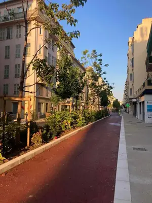 an empty street in a city with buildings at T3 carré d’or plein centre in Nice