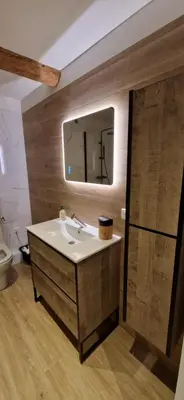 a bathroom with a sink and a mirror at Vieux Nice a 2min de la mer in Nice